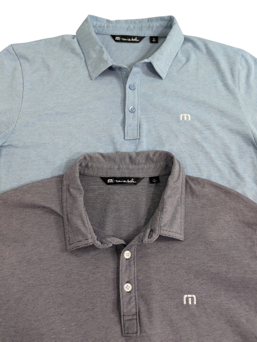 Travis Mathew Polo Shirts, Lot Of Two, One Blue One Purple, Men's XL